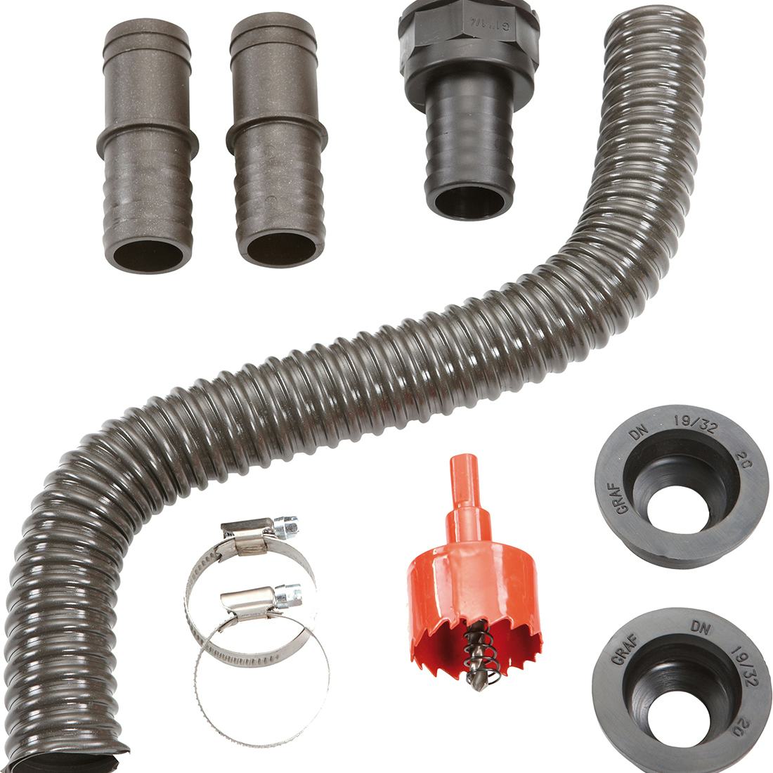 Anslutningsuppsättning Garantia Flex 1 1/4" 40 cm Grå