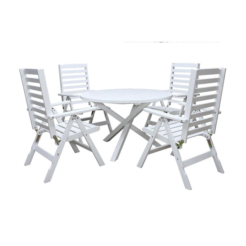 Matgrupp Baltic Garden Scottsdale Ø112 Med 4 Båstad Stolar