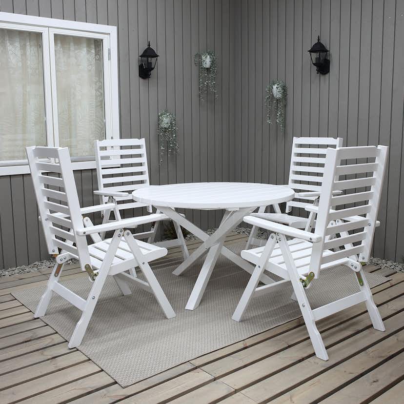 Matgrupp Baltic Garden Scottsdale Ø112 Med 4 Båstad Stolar