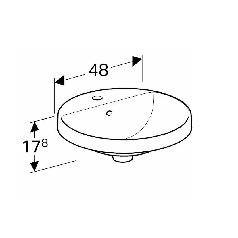 Tvättställ Geberit Variform 480 mm Infälld Runt Kanthylla