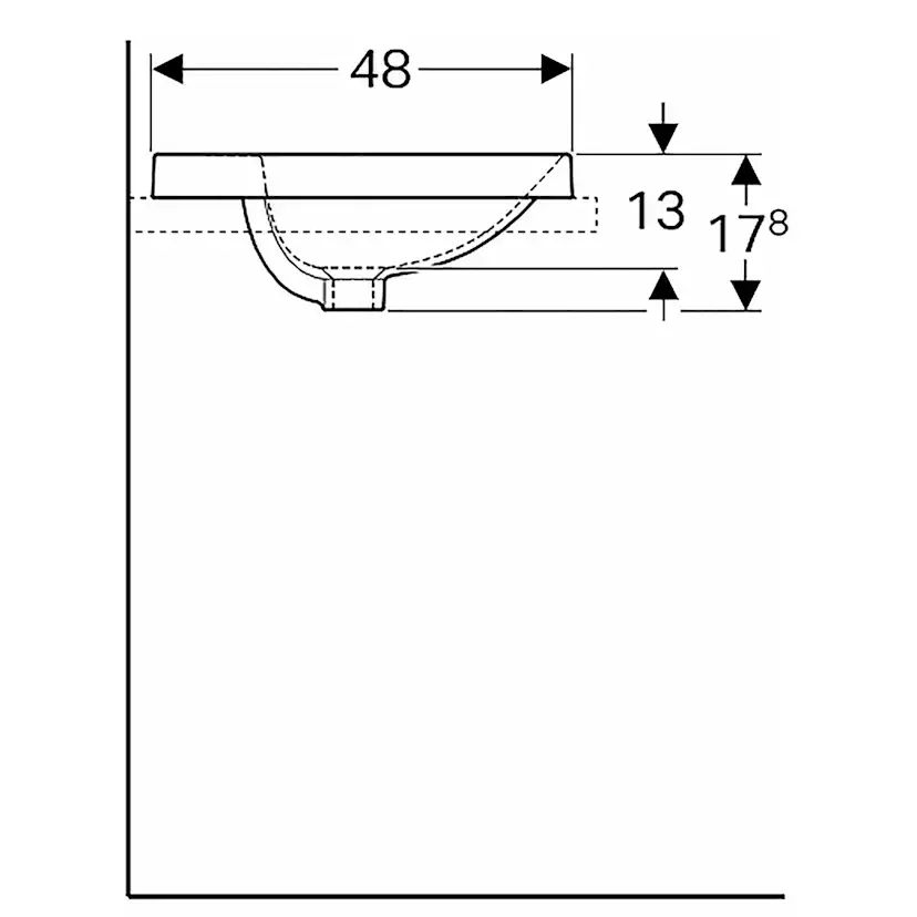 Tvättställ Geberit Variform 600 mm Infälld Ovalt Kanthylla