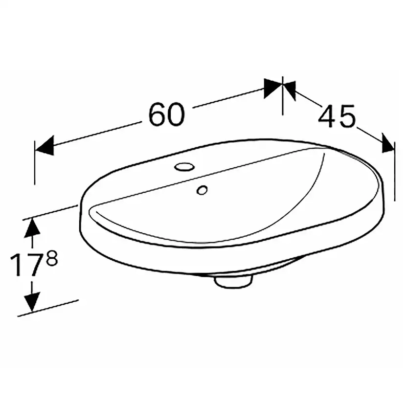 Tvättställ Geberit Variform 600 mm Infälld Elliptiskt Kanthylla