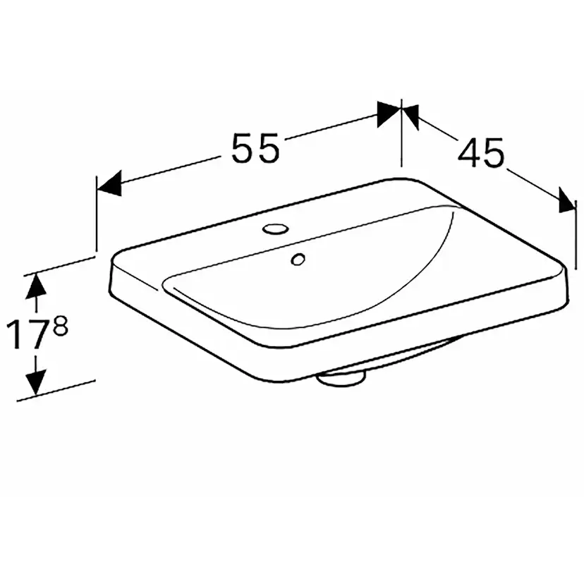 Tvättställ Geberit Variform 550 mm Infälld Rektangulärt Kanthylla