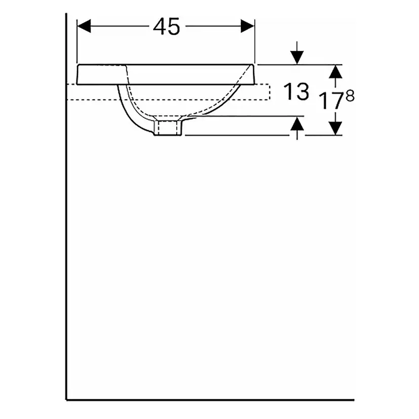 Tvättställ Geberit Variform 550 mm Infälld Rektangulärt Kanthylla