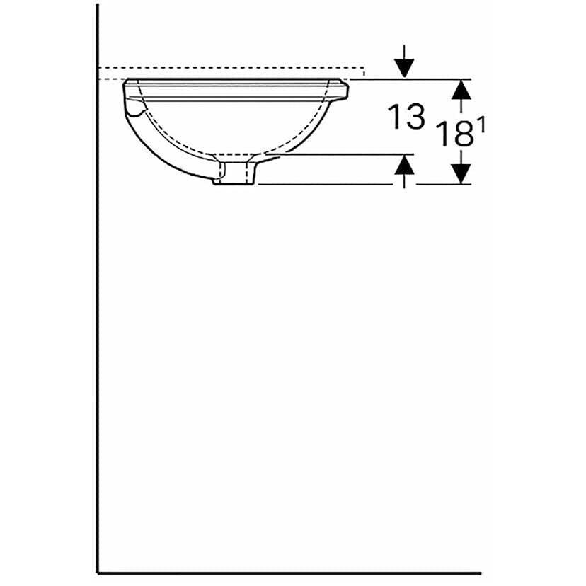 Tvättställ Geberit Variform 330 mm för underlimning Runt