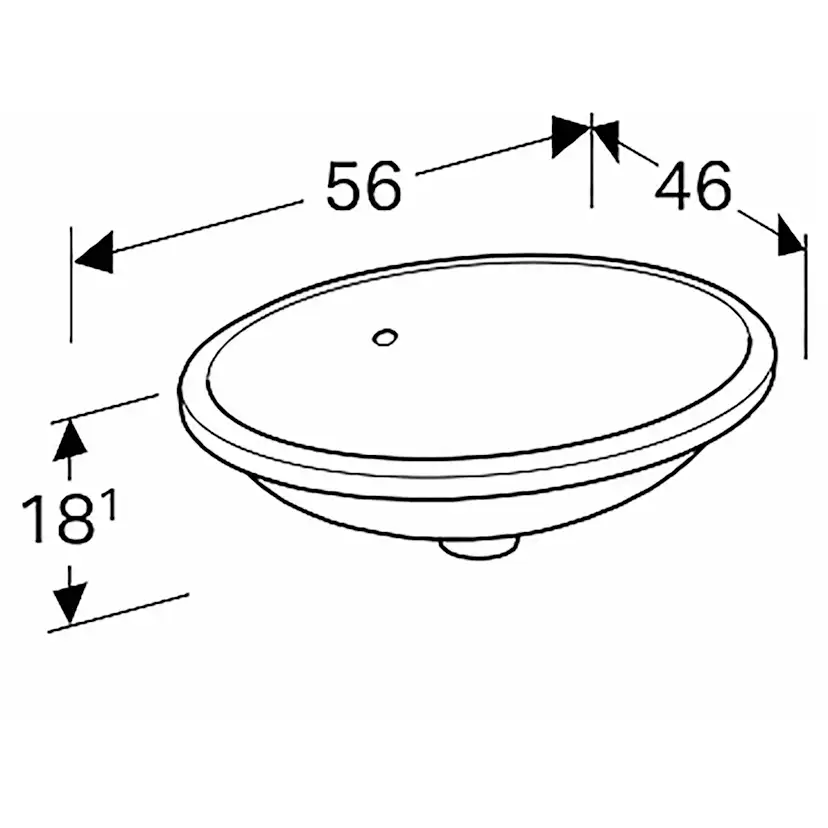 Tvättställ Geberit Variform 500 mm för underlimning Ovalt
