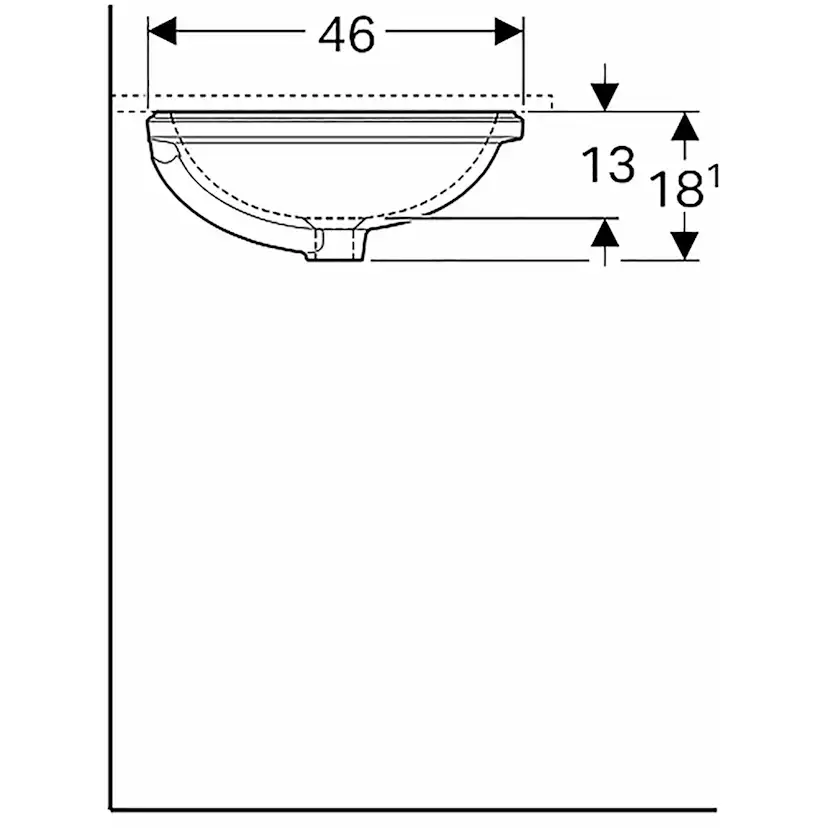 Tvättställ Geberit Variform 500 mm för underlimning Ovalt