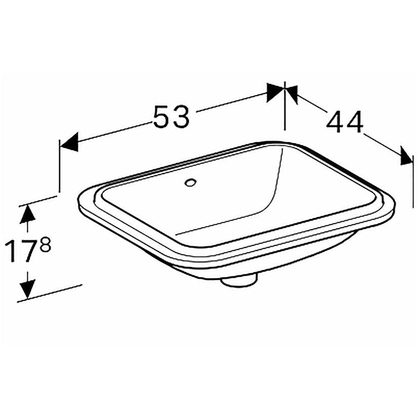 Tvättställ Geberit Variform 450 mm för underlimning Rektangulärt