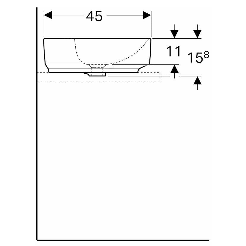 Tvättställ Geberit Variform 600 mm Lay-on Ovalt Kanthylla