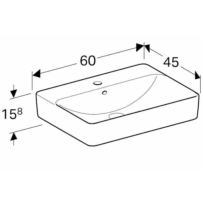 Tvättställ Geberit Variform 600 mm Lay-on Rektangulärt Kanthylla