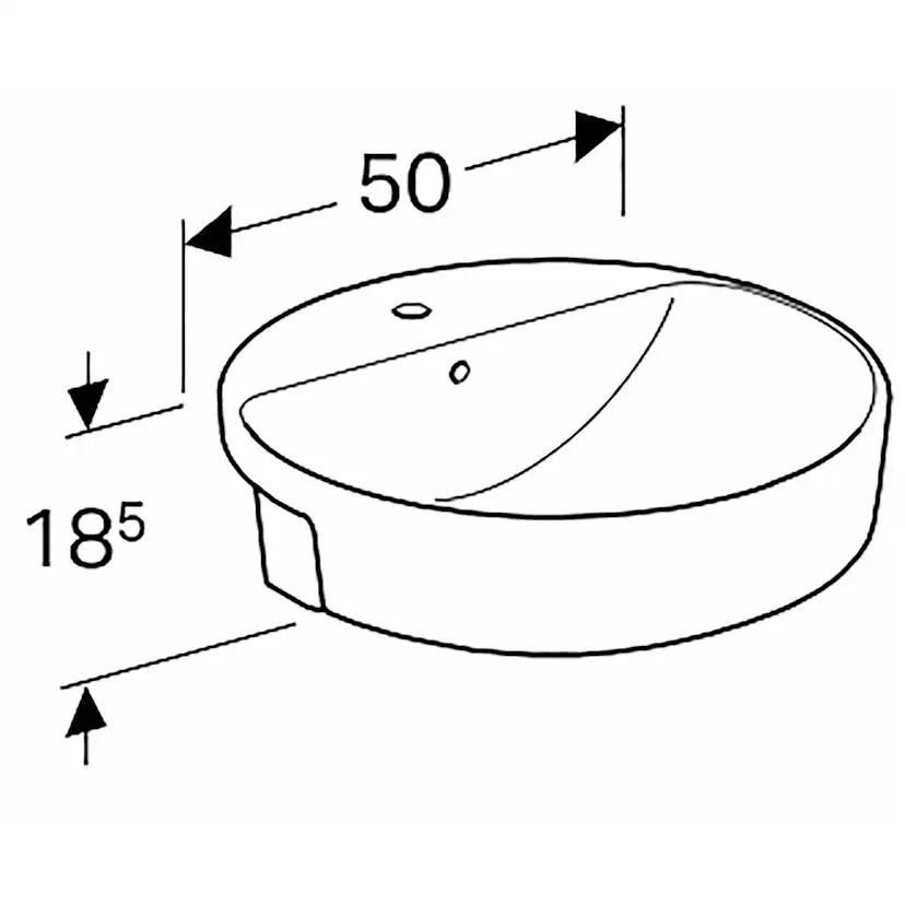 Tvättställ Geberit Variform 500 mm Halvinfälld Runt Kanthylla