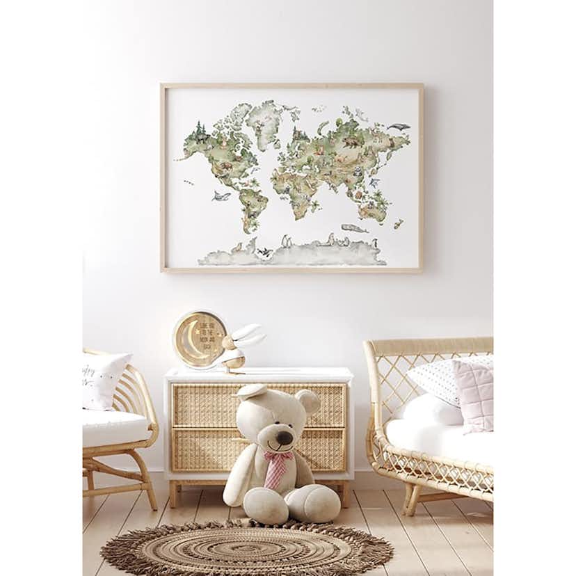Poster Gallerix Animal World Map