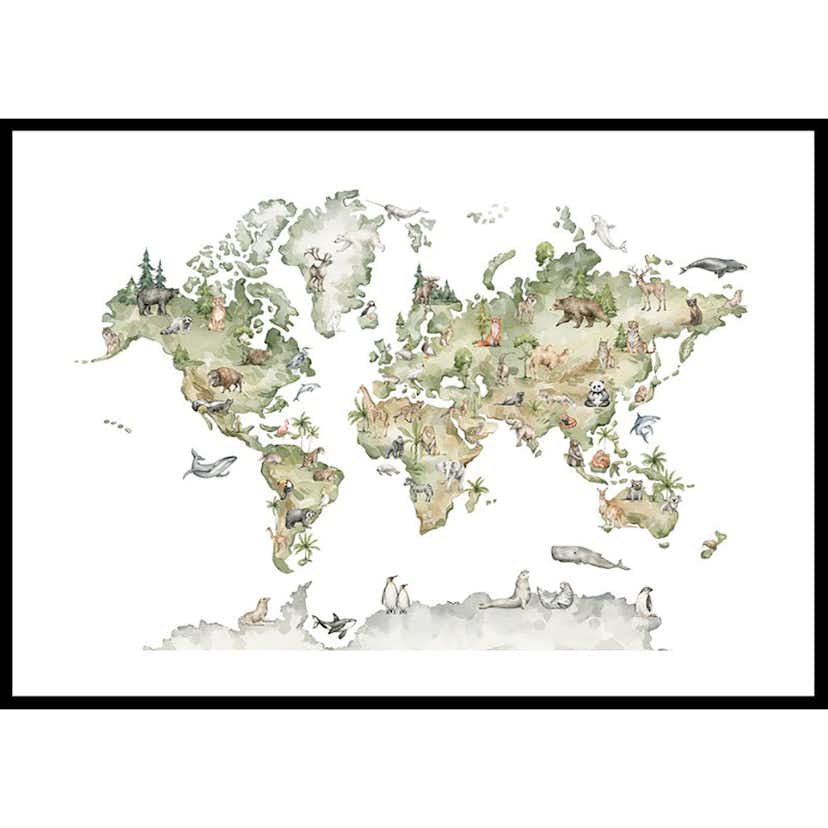 Poster Gallerix Animal World Map