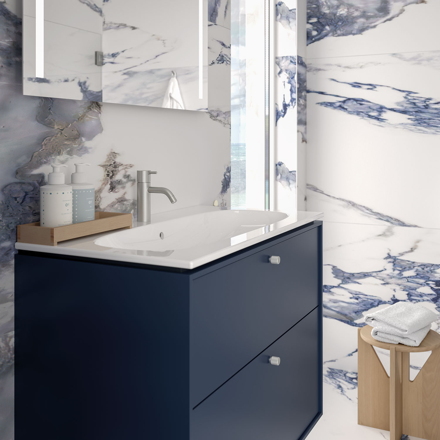 Tvättställsskåp Ifö Sense Art Smal Design 90 med 2 Lådor