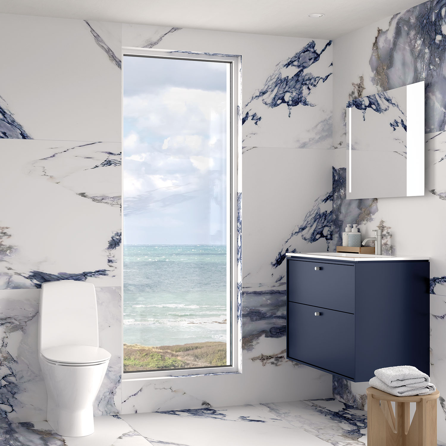 Tvättställsskåp Ifö Sense Art Smal Design 90 med 2 Lådor