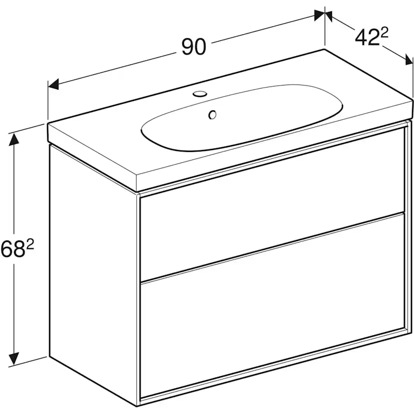 Tvättställsskåp Ifö Sense Art Kompakt 90 med Avställningsyta och 2 Lådor