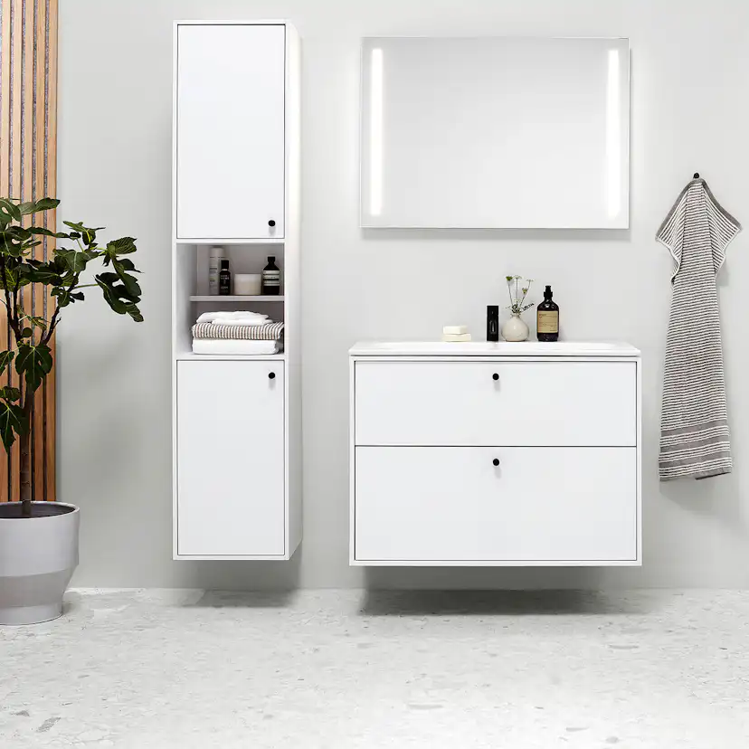 Högskåp Ifö Sense Art med två Dörrar och Öppen Avställningsyta