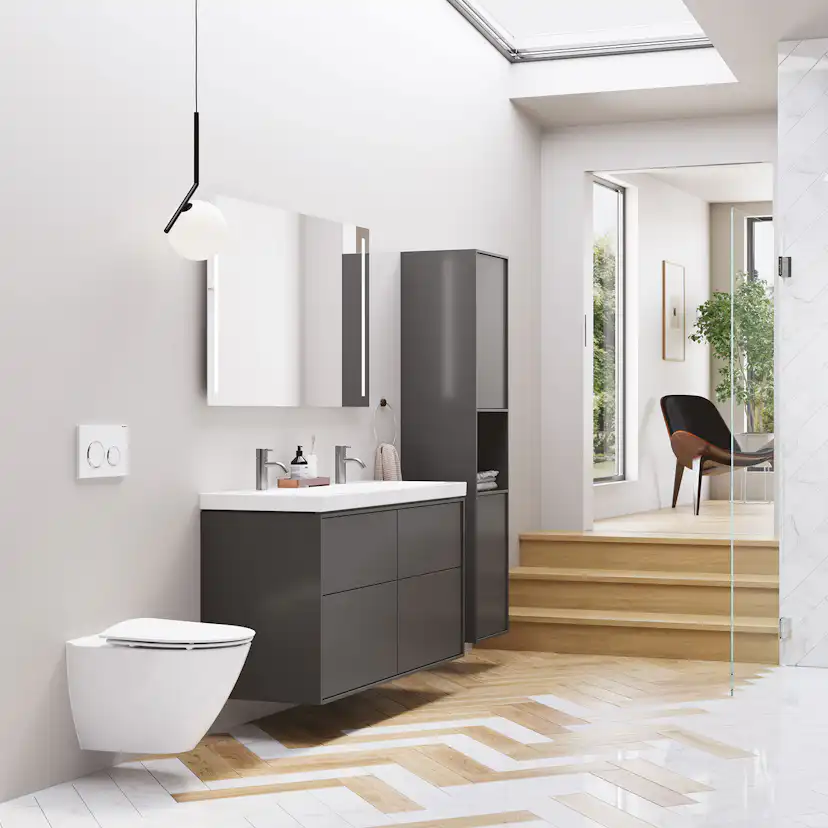 Högskåp Ifö Sense Art med två Dörrar och Öppen Avställningsyta