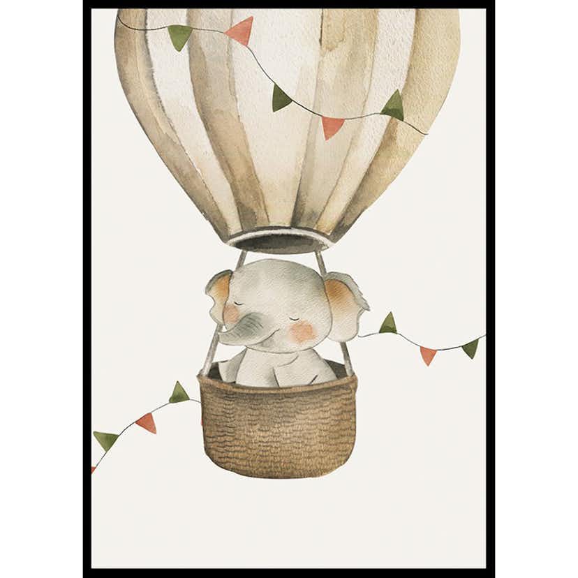 Poster Gallerix Elephant In Hot Air Balloon