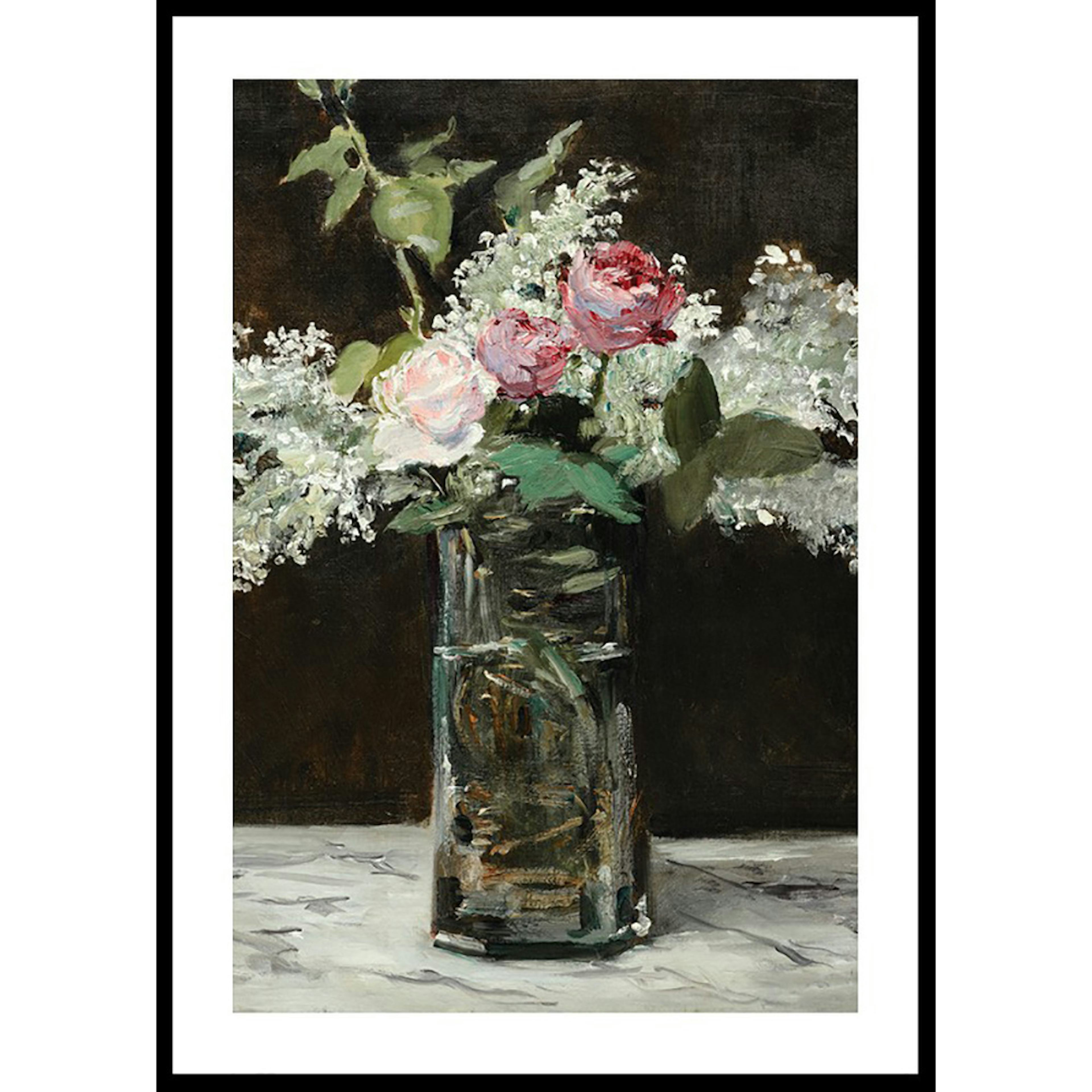 Poster Gallerix Vase Of White Lilacs And Roses By Edouard Manet