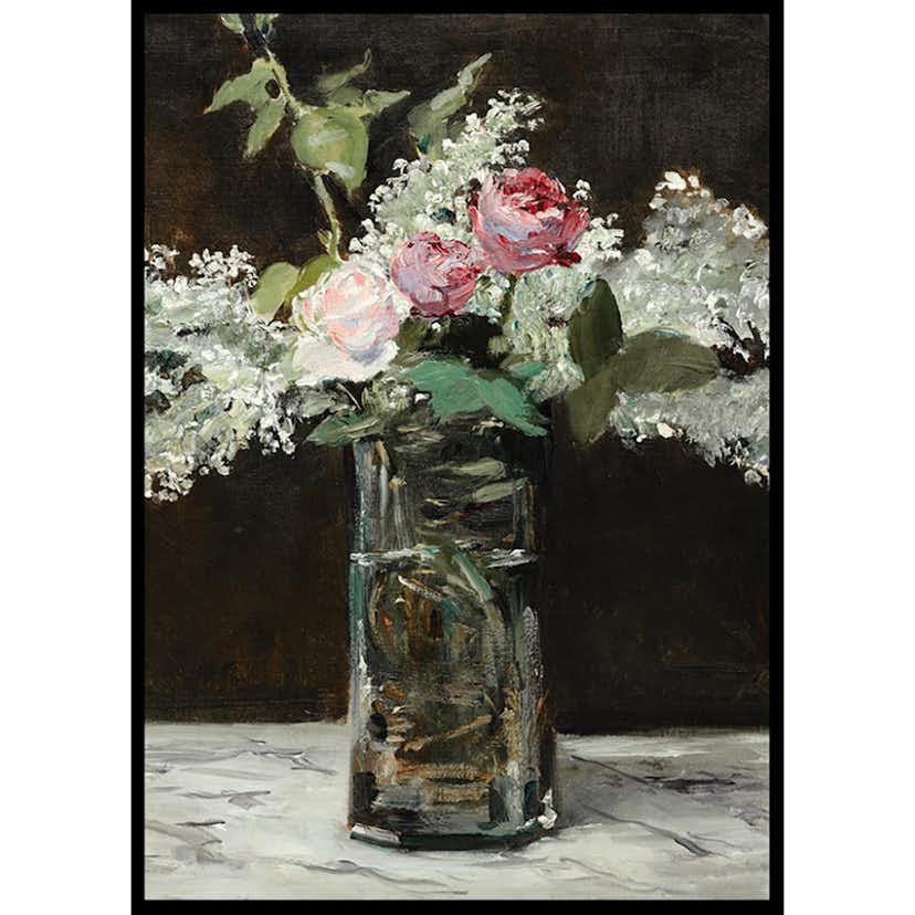 Poster Gallerix Vase Of White Lilacs And Roses By Edouard Manet