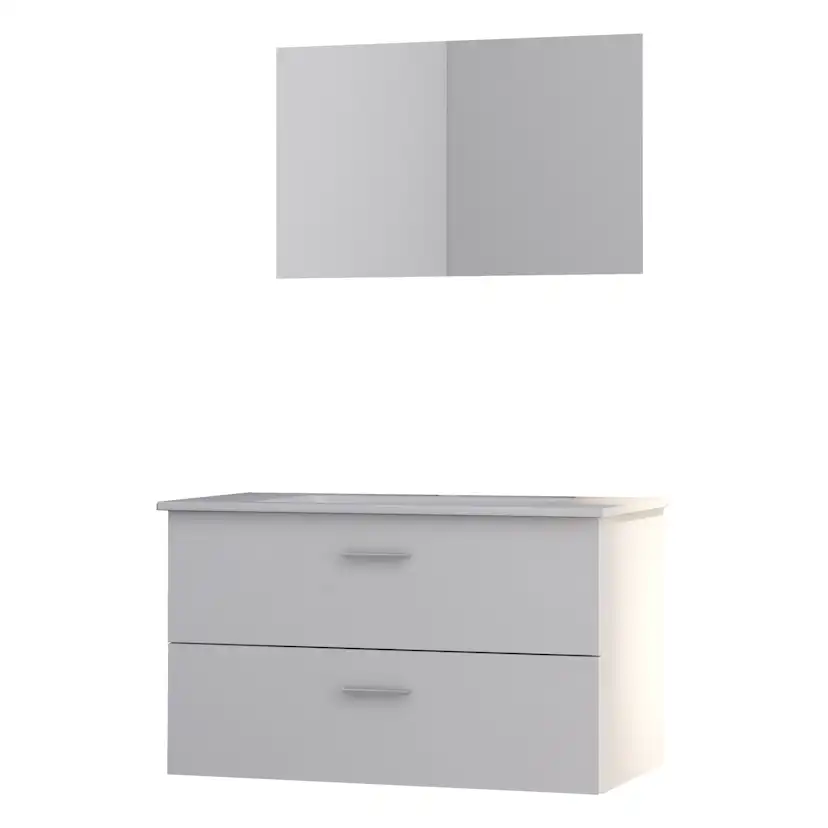 Tvättställsskåp Nortiq Bergamo med Tvättställ och Spegel