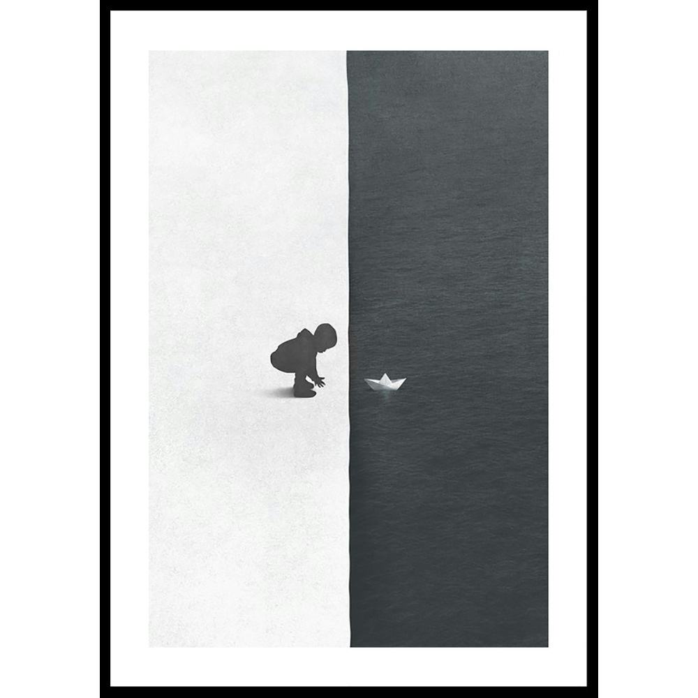 Poster Gallerix Child With Boat Contrast