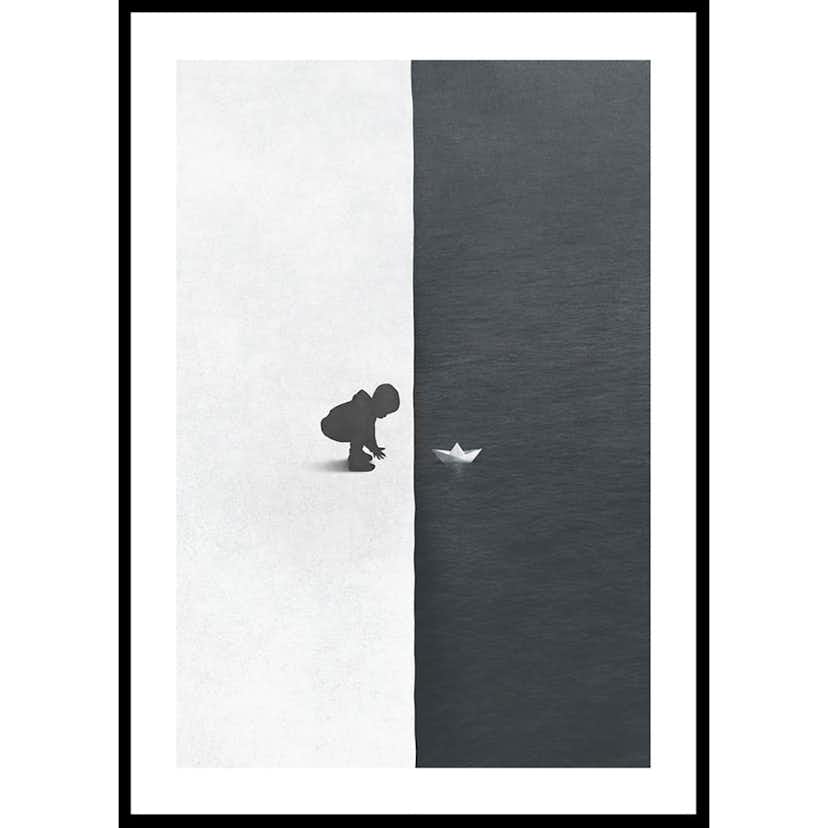 Poster Gallerix Child With Boat Contrast