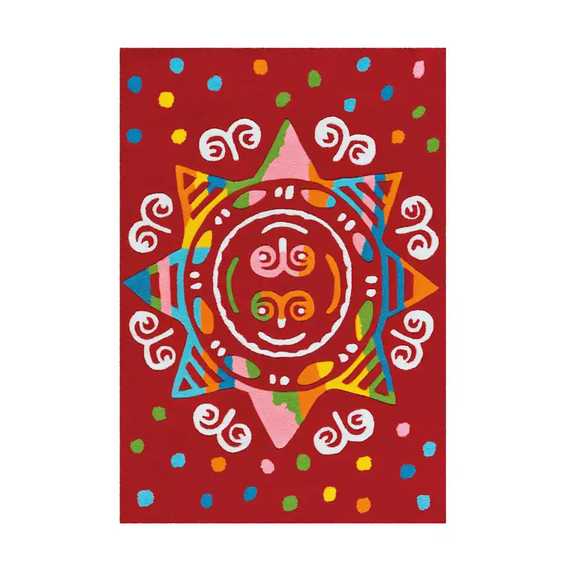 Barnmatta D-sign Port Potnon Date Röd Mandala