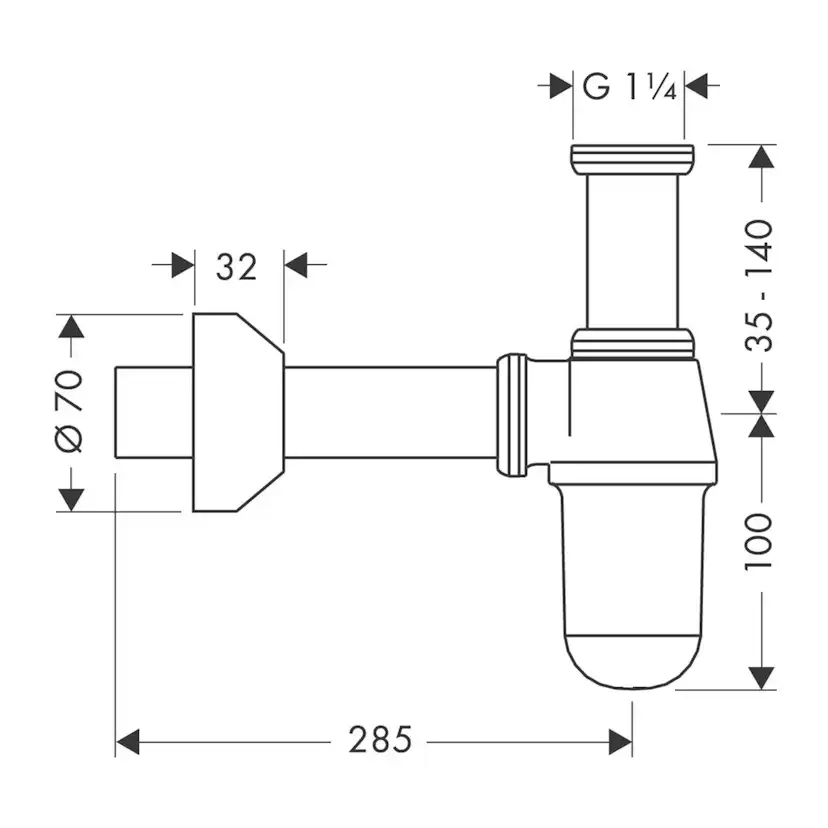 P-vattenlås Hansgrohe Enkel Montage