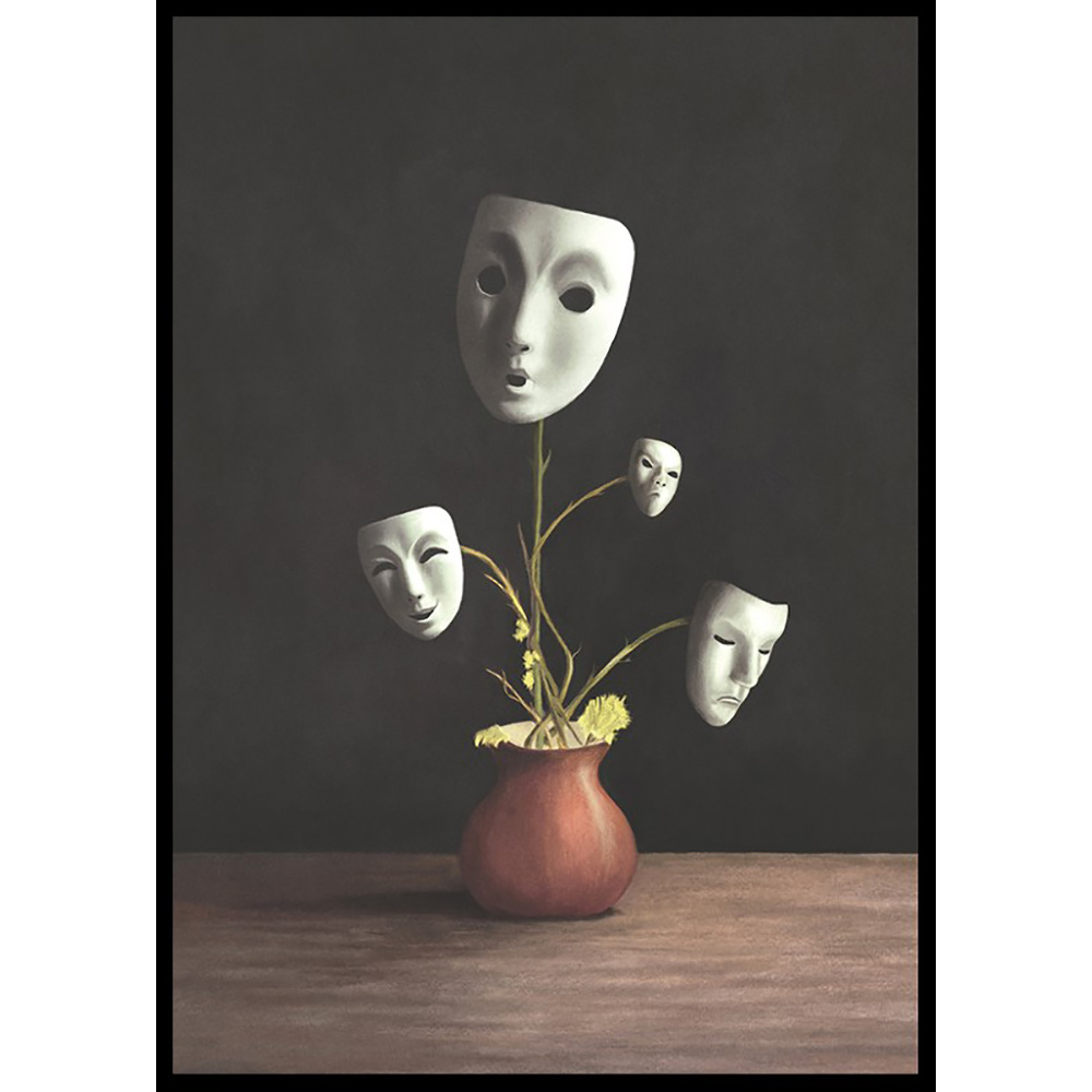 Poster Gallerix Plant With Theatrical Masks