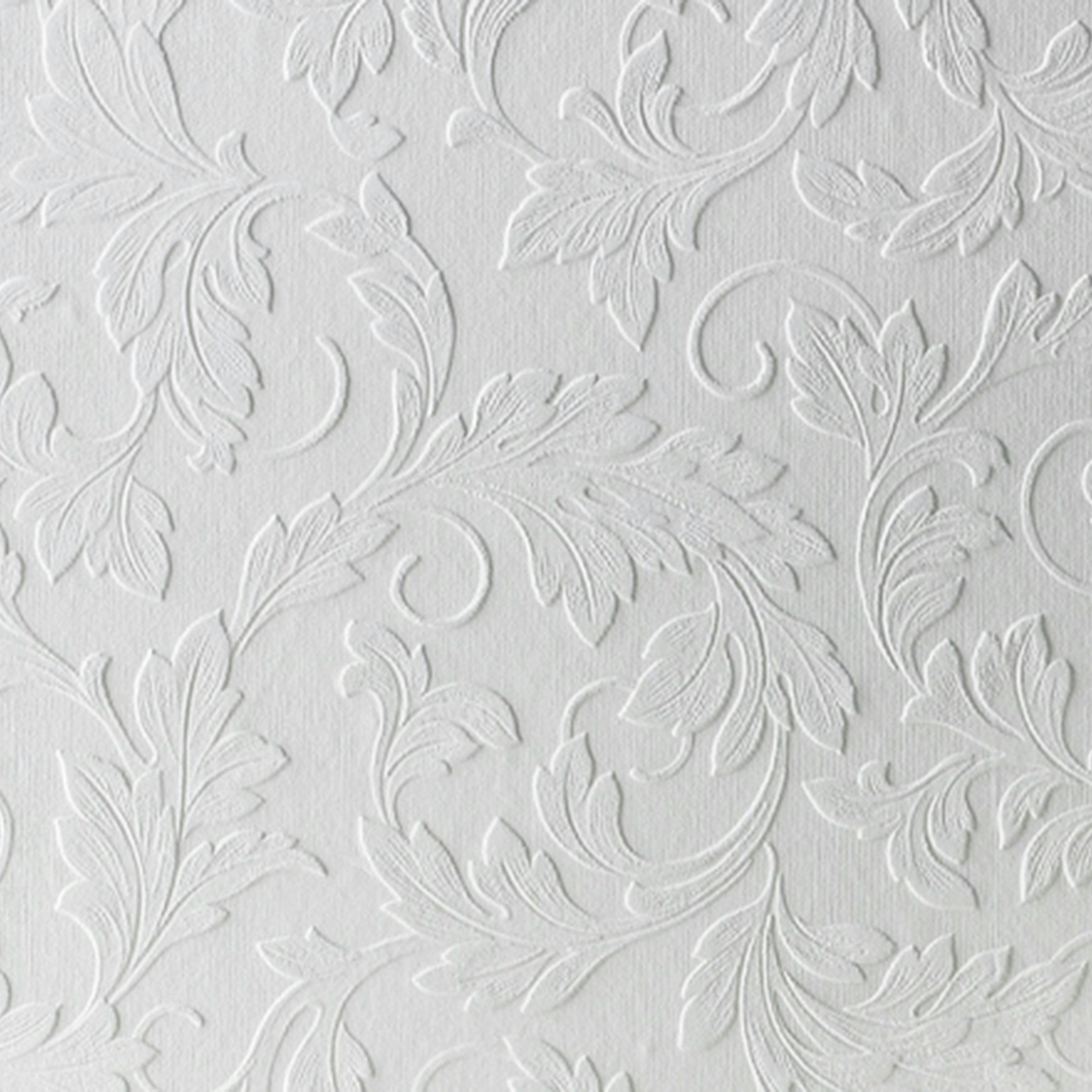 Tapeter WOW Övermålningsbar Löv 5280545, Mönstrad Vinyltapet