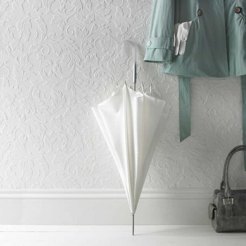 Tapeter WOW Övermålningsbar Löv 5280545, Mönstrad Vinyltapet