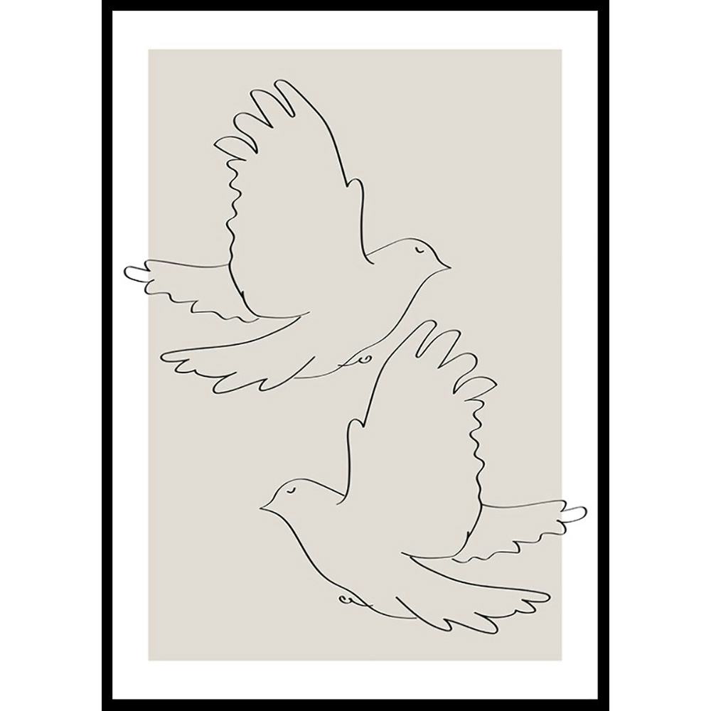 Poster Gallerix Doves Line Drawing