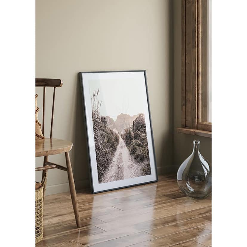 Poster Gallerix Dirt Road In Grass Fields