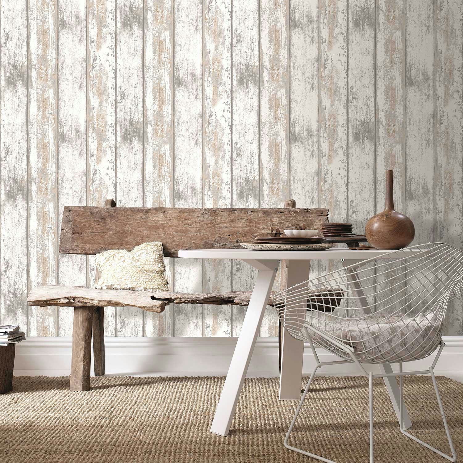 Lantliga Tapeter WOW Trä 5342871 Non Woven, Mönstrad Vit