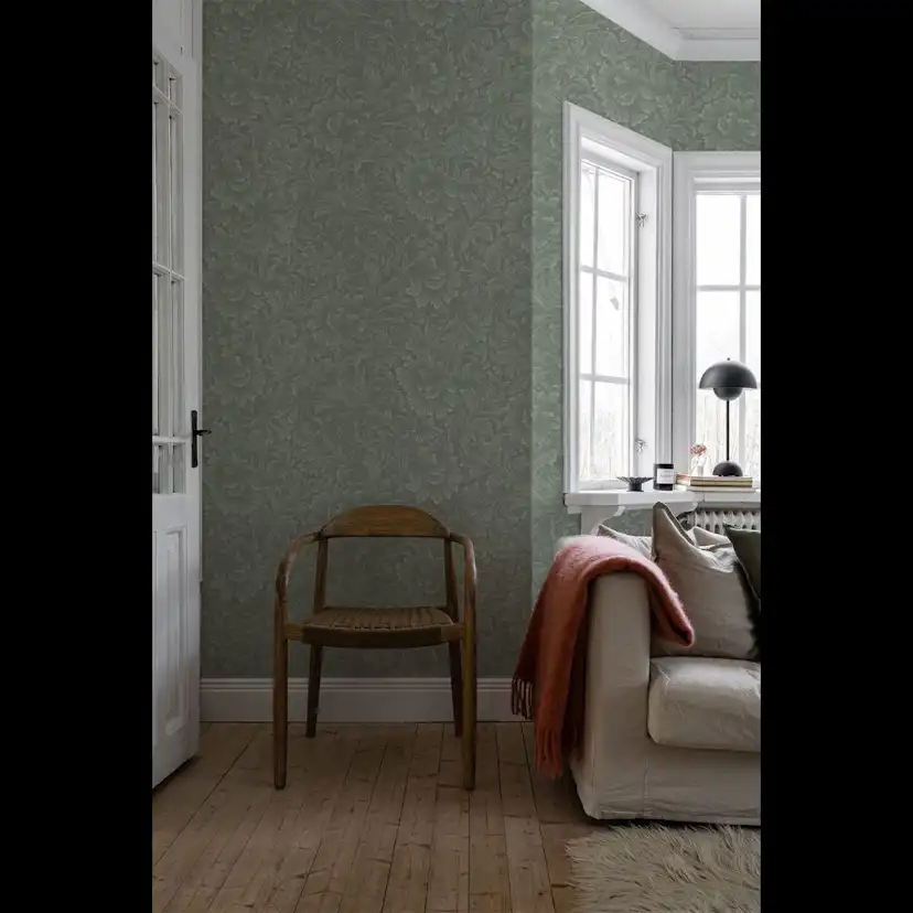 Tapet Duro Flora Idun 535-05 QuickUp, Mönstrad Mörkgrön