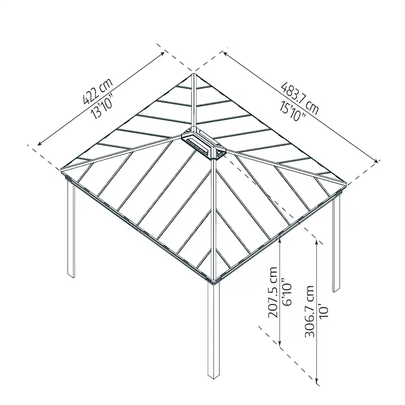 Paviljong Canopia By Palram Dallas 4,2 x 4,8m Antracitgrå