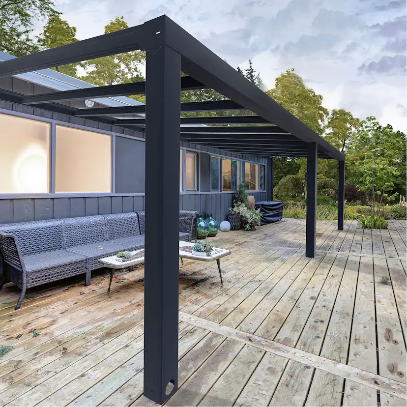 Terrasstak Canopia by Palram Stockholm Antracitgrå med Takpersienner