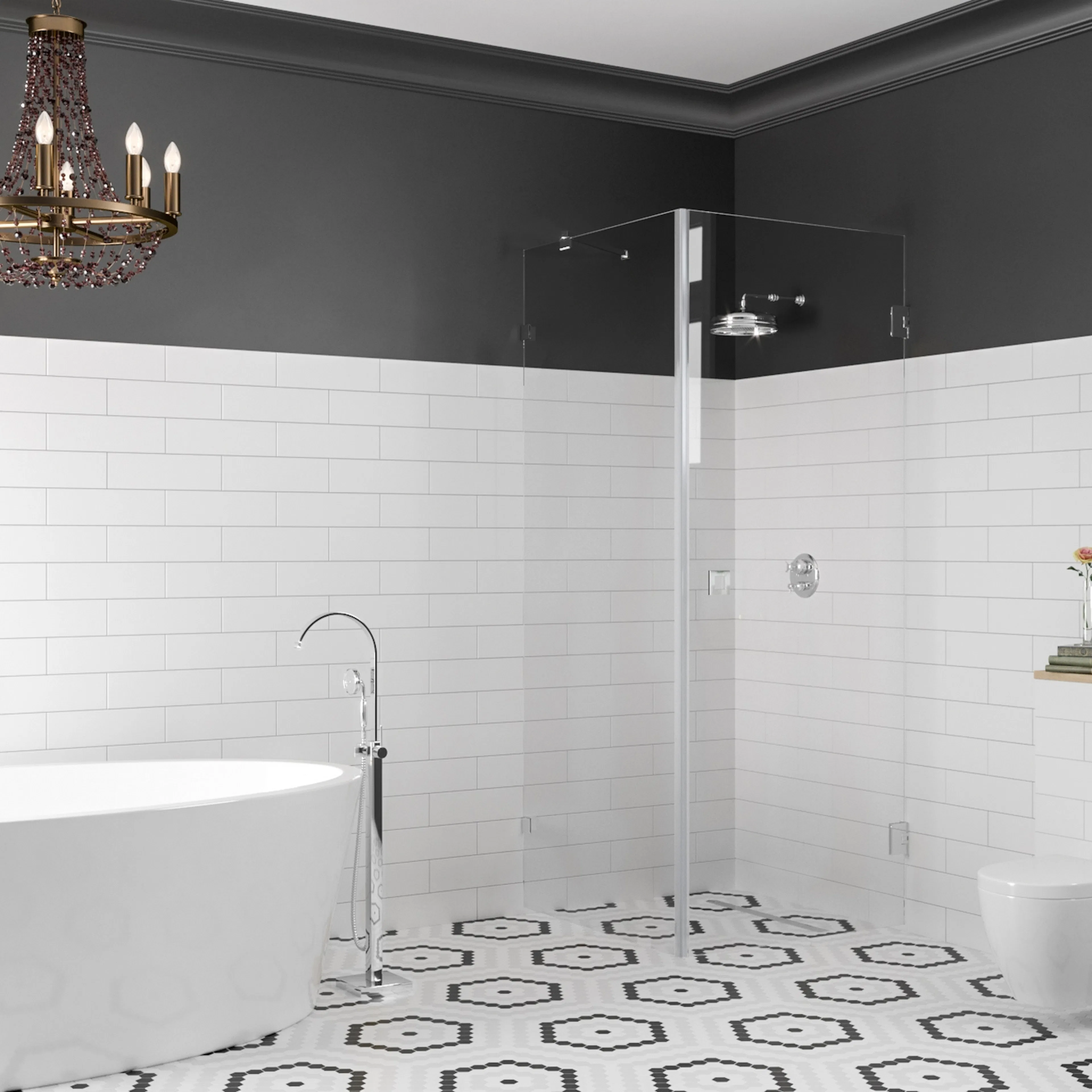 Duschhörn Hietakari Vetro 540 Fast Vägg och Vändbar Dörr