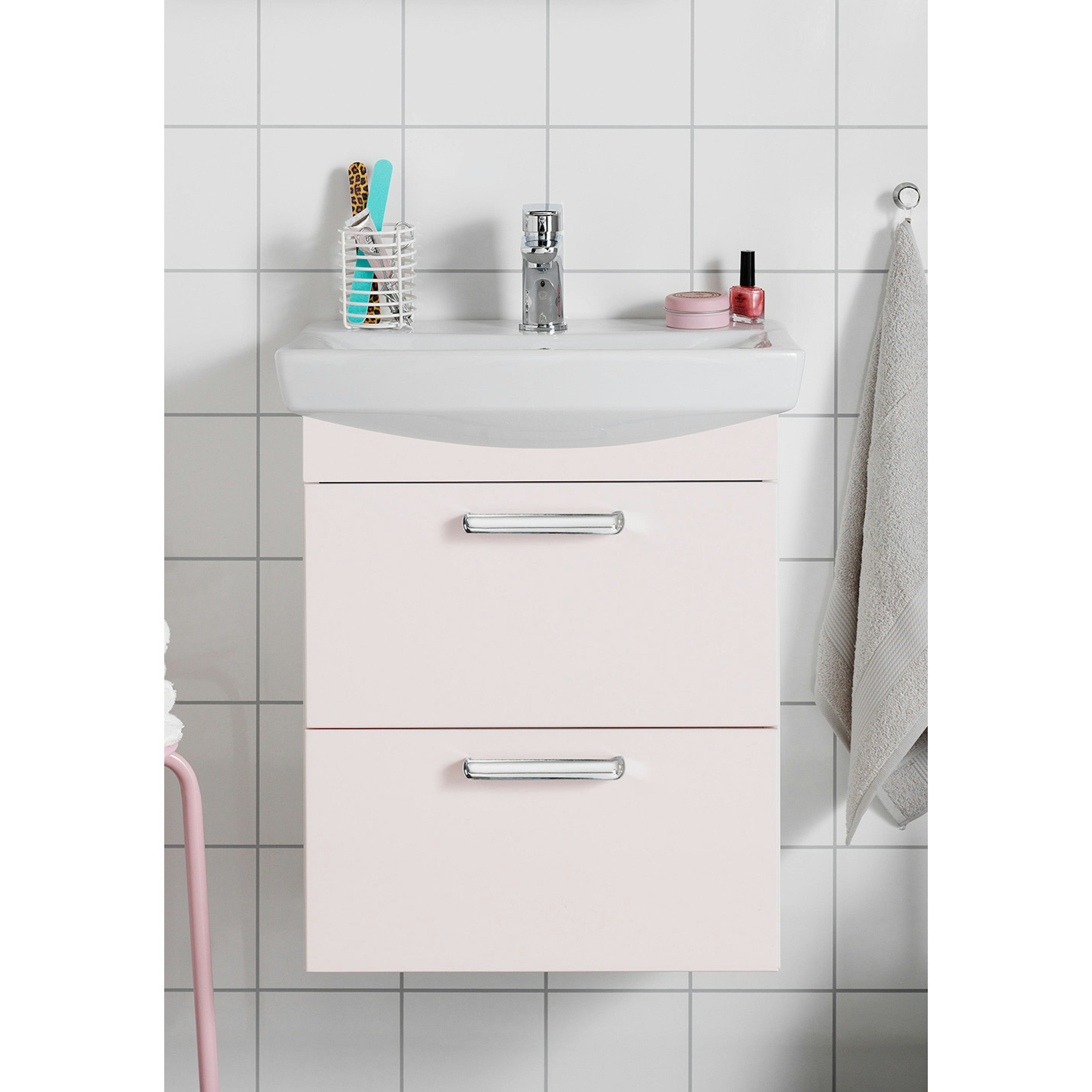 Tvättställsskåp Hafa Life med Tvättställ Ljusrosa Matt