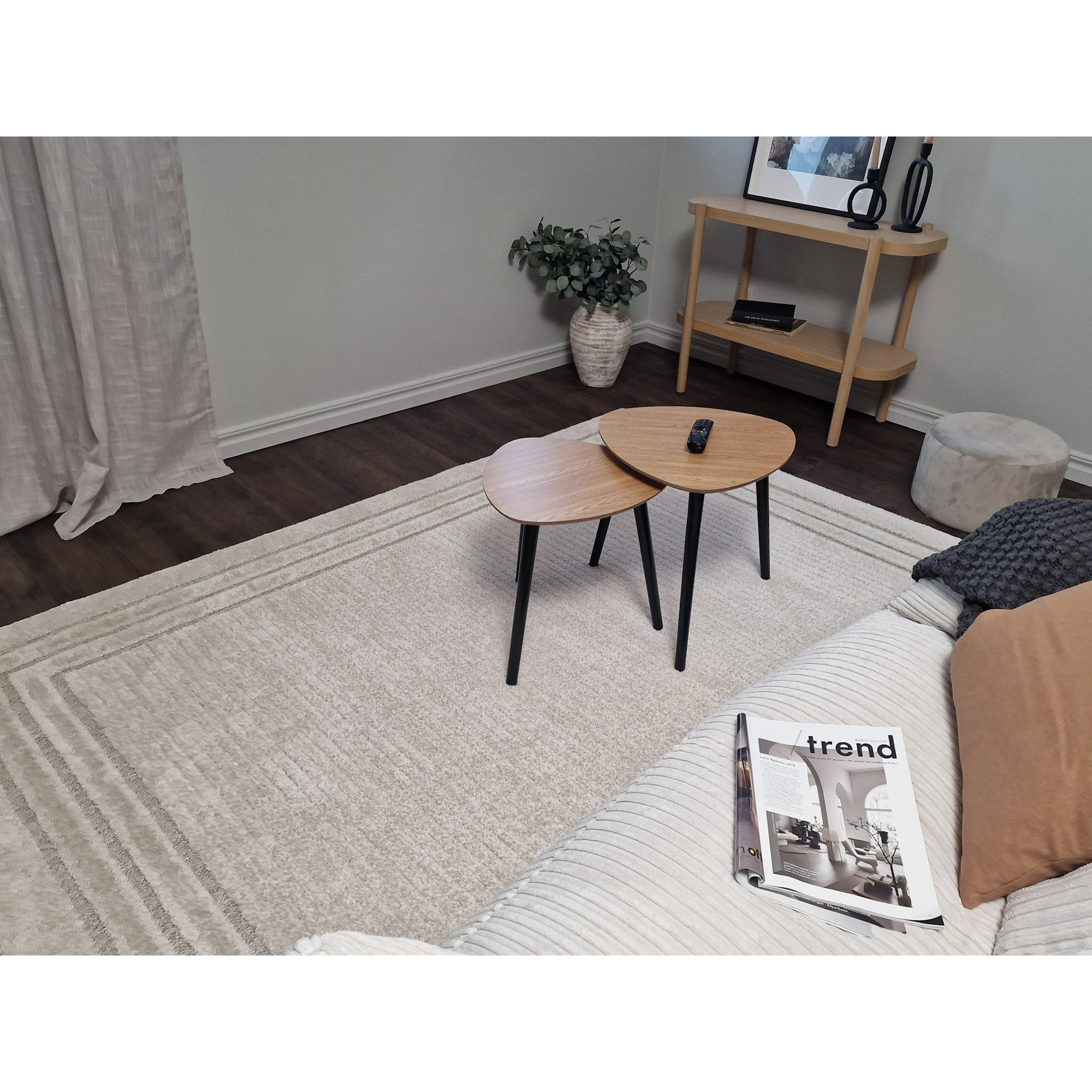 Ryamatta KM Carpets Nature Frame Modern Creme Natur Vit