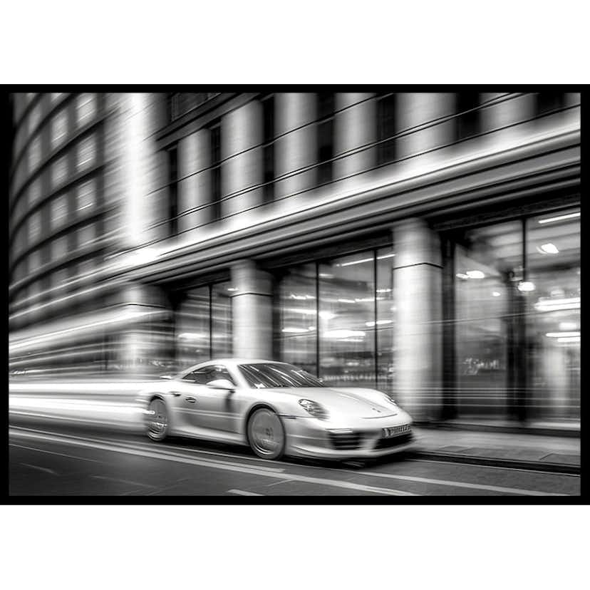 Poster Gallerix Porsche 911 In Motion B&W