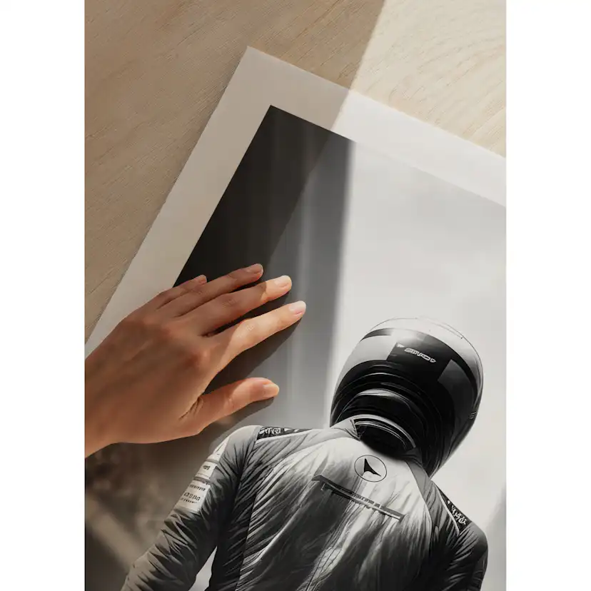 Poster Gallerix Race Car Driver B&W