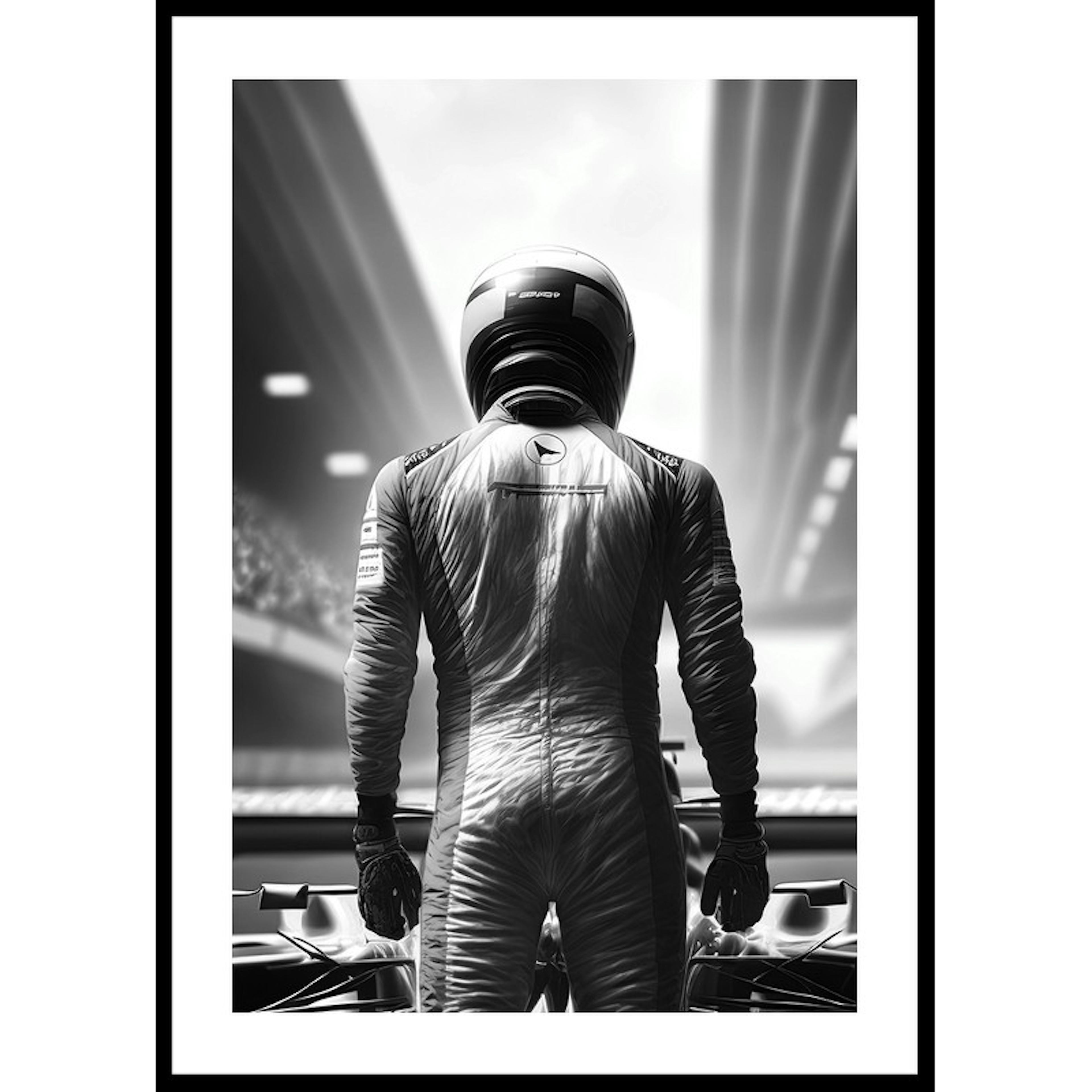 Poster Gallerix Race Car Driver B&W
