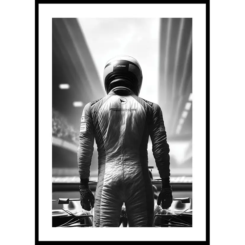 Poster Gallerix Race Car Driver B&W