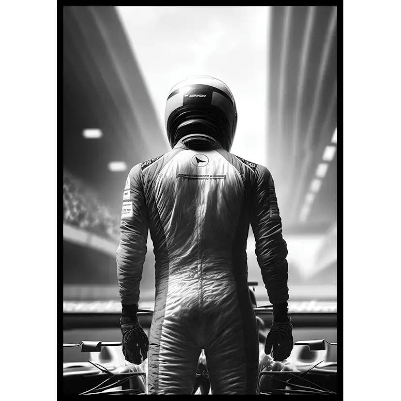 Poster Gallerix Race Car Driver B&W