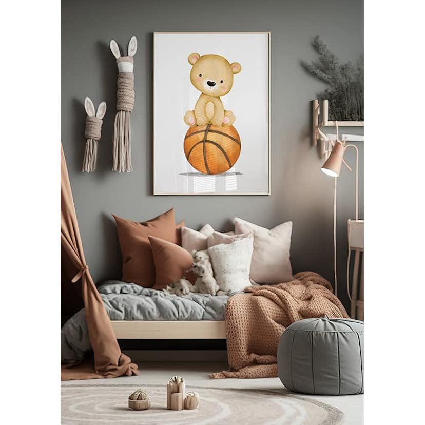 Poster Gallerix Bear With Basketball