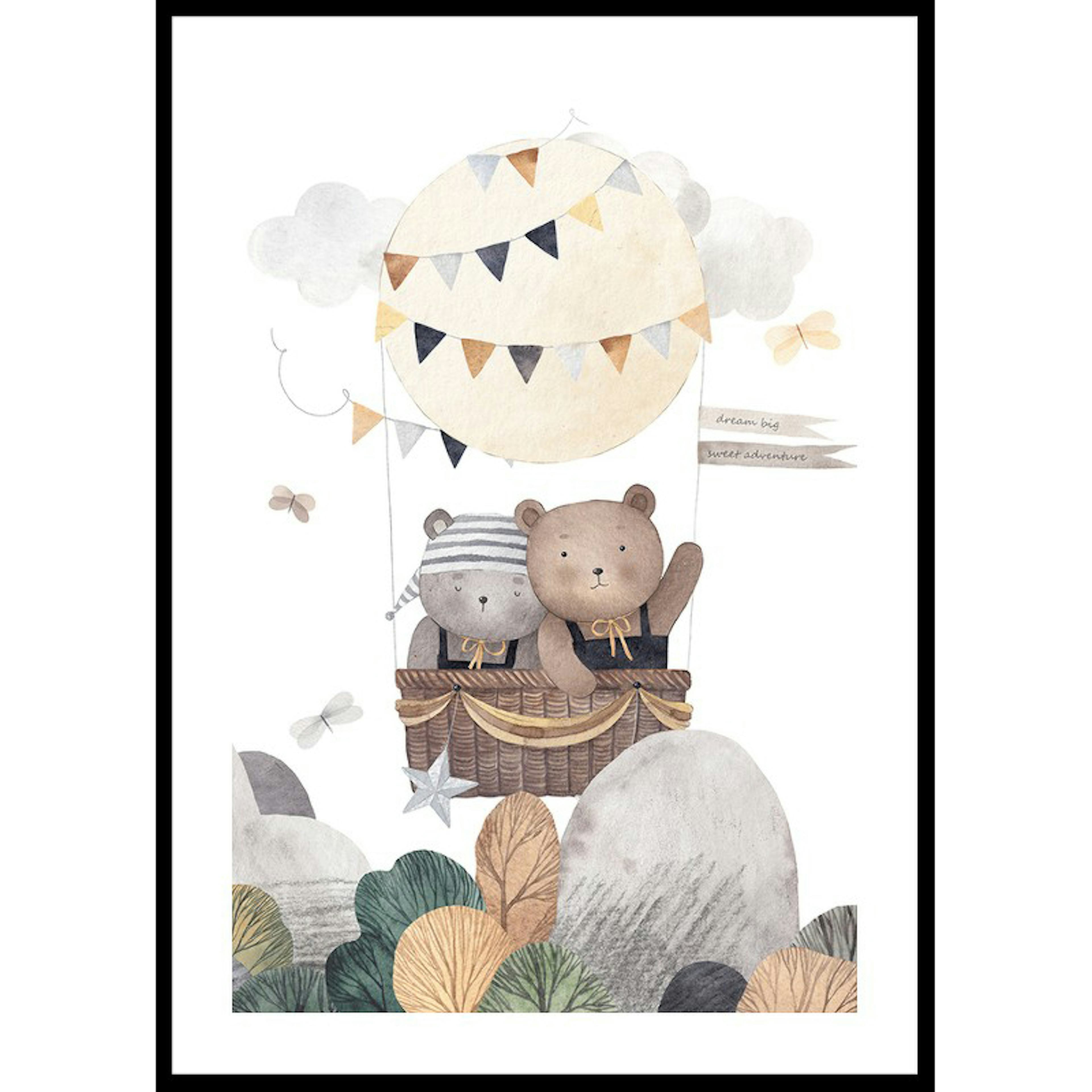 Poster Gallerix Bear Friends In Hot Air Balloon