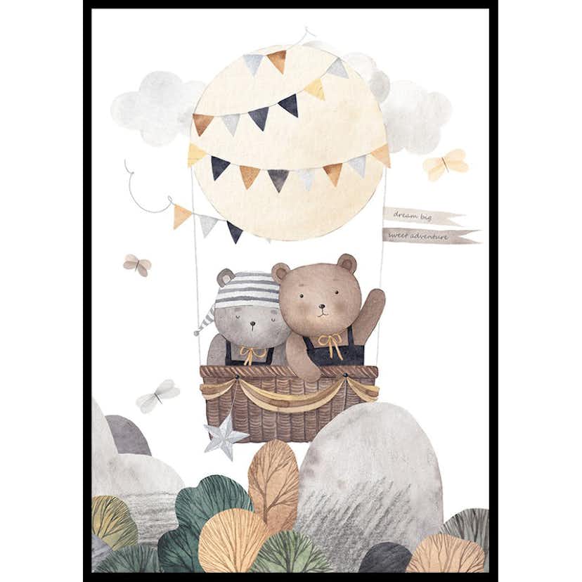 Poster Gallerix Bear Friends In Hot Air Balloon